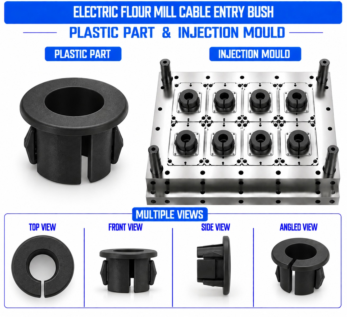 Electric Flour Mill Plastic Cable Entry Bush Mould and Moulding Service